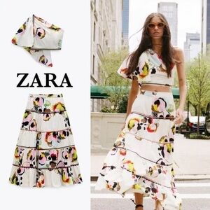 ZARA Floral Coord Skirt Set One-Shoulder Viral Blogger | Alterations done